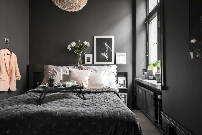 schwarz-graues Schlafzimmer