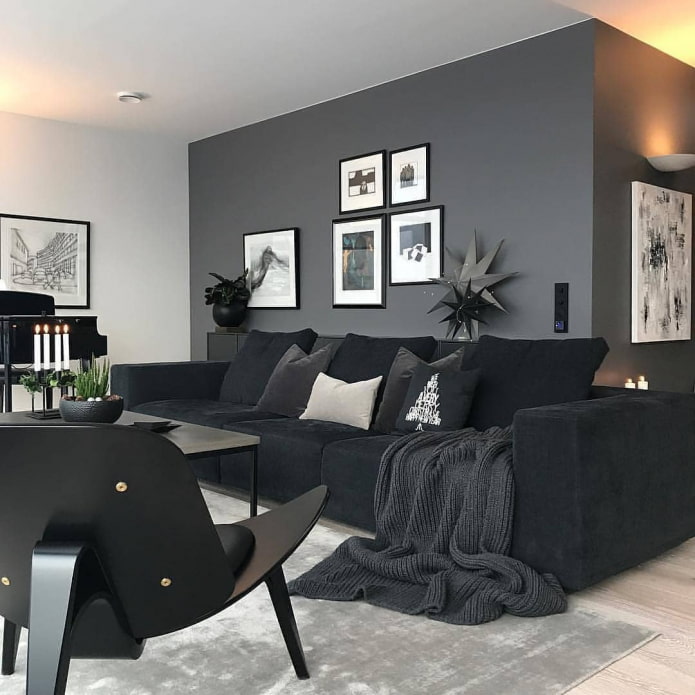 schwarzes Wohnzimmer