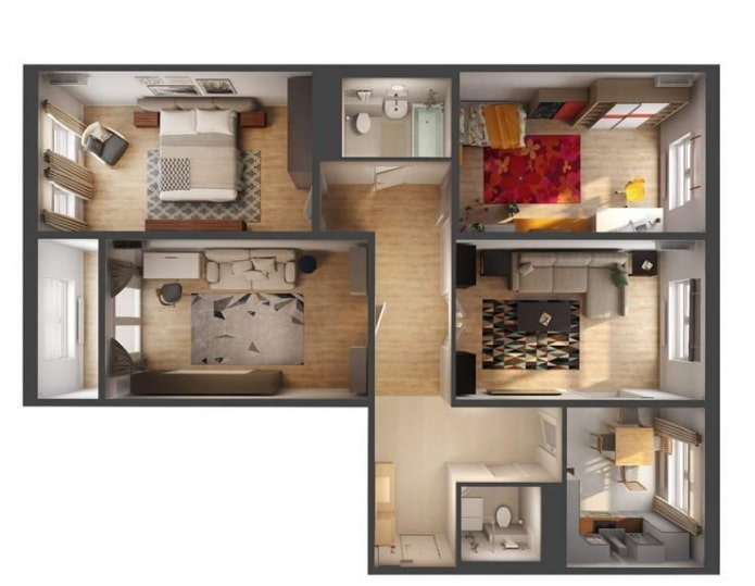 4-Zimmer-Wohnungslayout