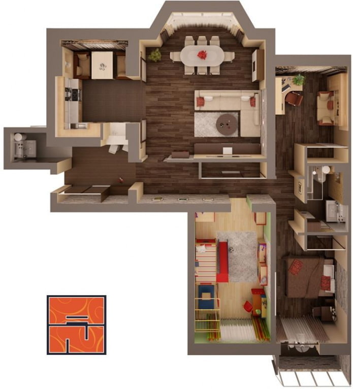 Grundriss einer 4-Zimmer-Wohnung