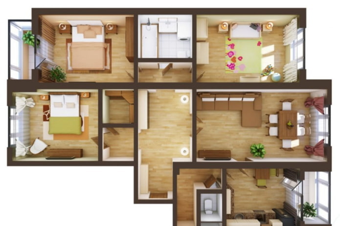 4-Zimmer-Wohnungslayout
