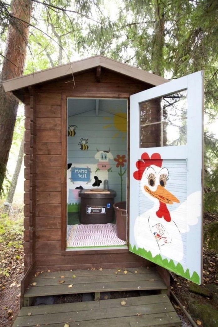 Zeichnungen im Inneren der Landtoilette