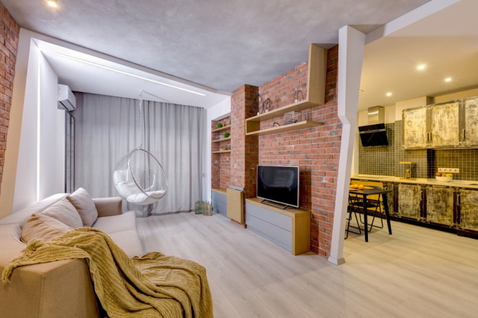 Trennwand im Innenraum im Loft-Stil