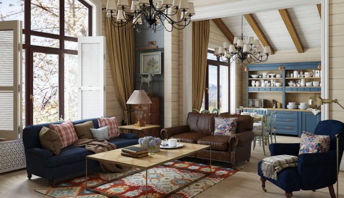 dunkles Wohnzimmer-Interieur