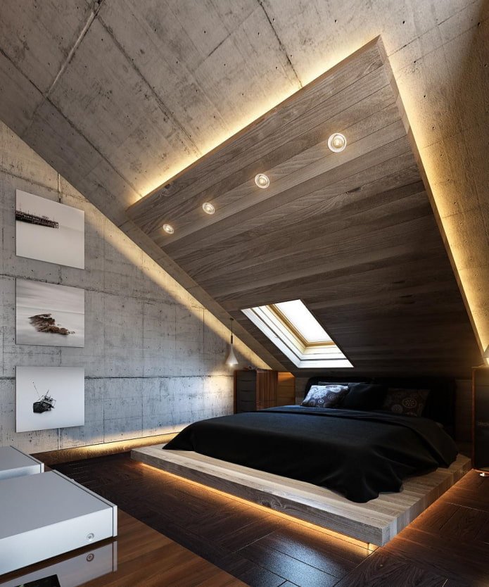 Holzdecke mit Hintergrundbeleuchtung