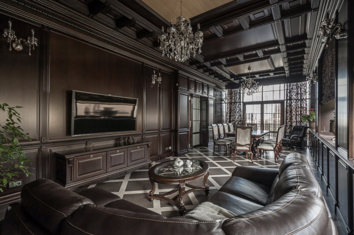 Wenge-Holzdecke im Esszimmer