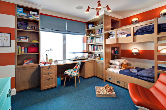 Einrichtung für ein Kinderzimmer für zwei Jungen