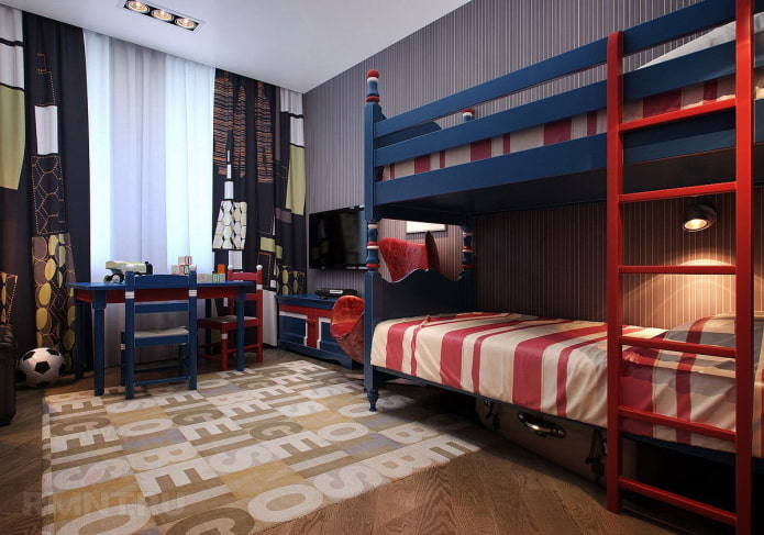 Design eines Kinderzimmers für zwei Jungen