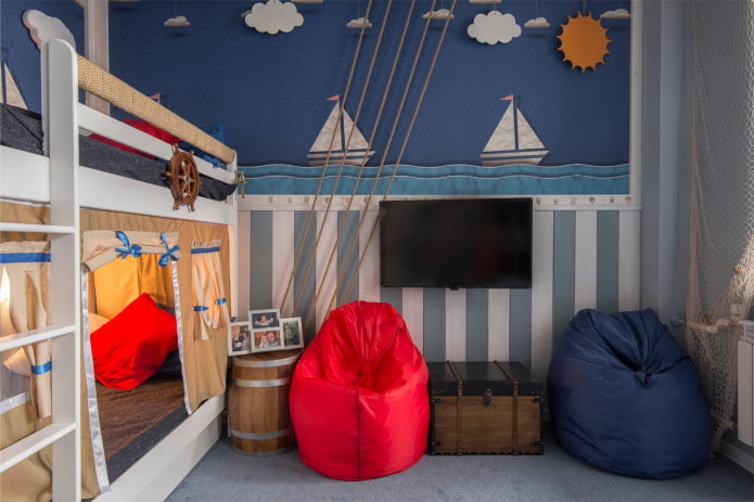 Marinistischer Stil in einem Kinderzimmer