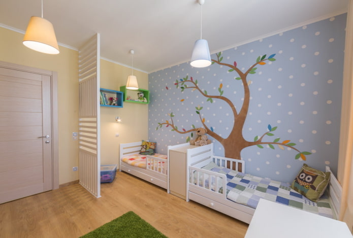 Beleuchtung im Schlafzimmer für Kinder unterschiedlichen Geschlechts