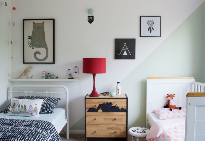Möbel im Schlafzimmer für Kinder unterschiedlichen Geschlechts