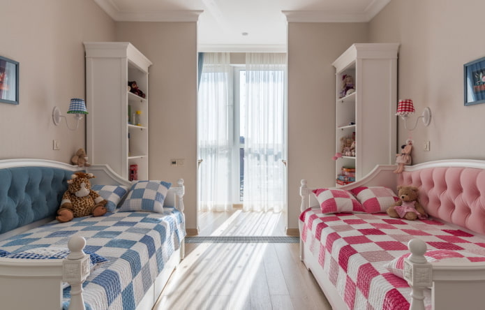 Möbel im Schlafzimmer für Kinder unterschiedlichen Geschlechts