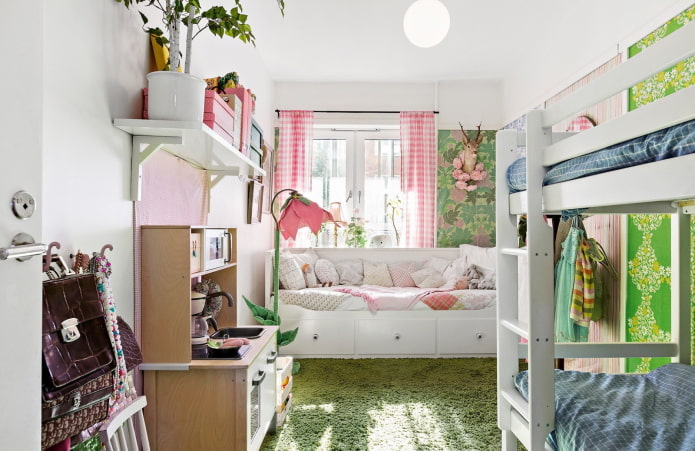 Spielbereich im Schlafzimmer für Kinder unterschiedlichen Geschlechts