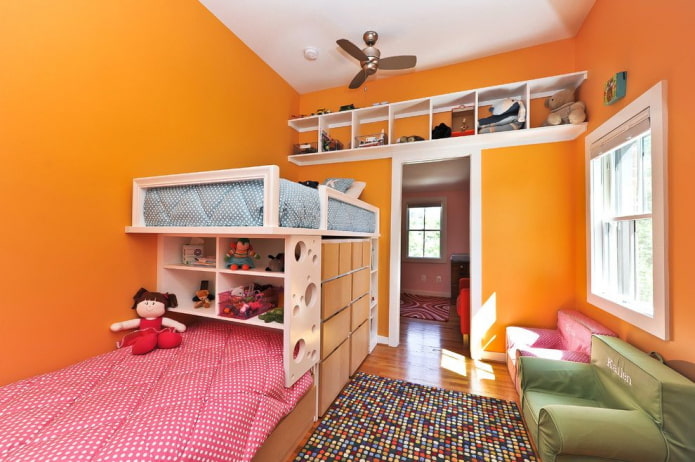 Möbel im Schlafzimmer für Kinder unterschiedlichen Geschlechts