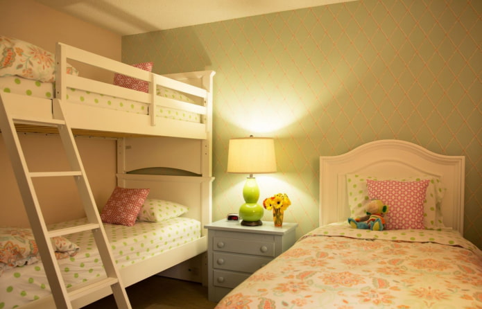 Beleuchtung in einem Schlafzimmer für drei Kinder