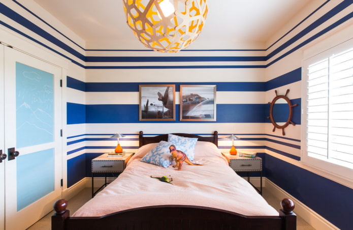 Jugendzimmer-Interieur im Marinestil