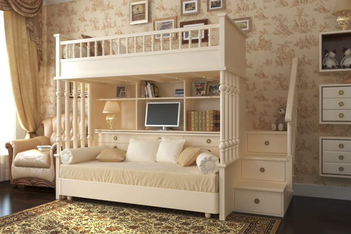 Zweistöckiges Modell in einem Kinderzimmer im klassischen Stil