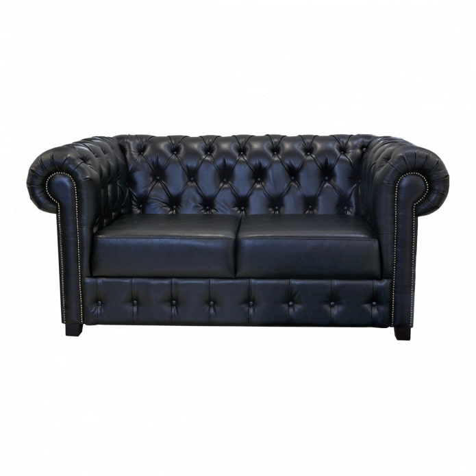 schwarzes Ledersofa
