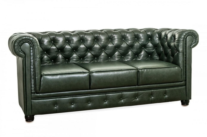 dunkelgrünes Ledersofa
