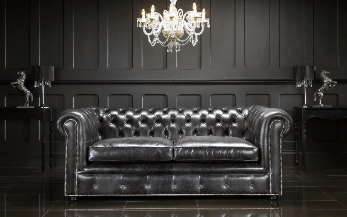 schwarz Ledersofa