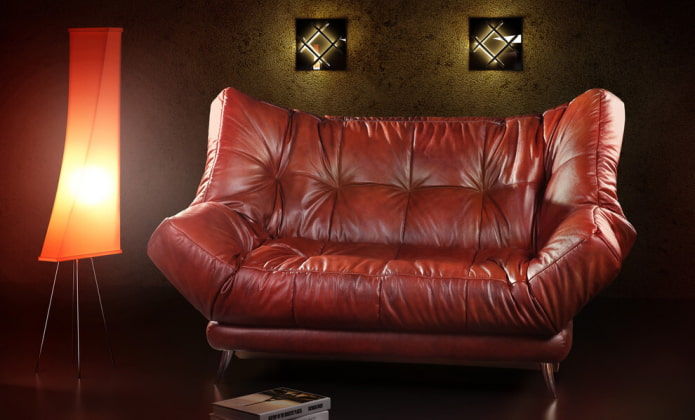 rotes Ledersofa
