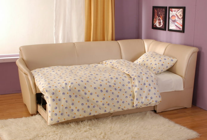Klappsofa mit Öko-Lederbezug im Innenraum