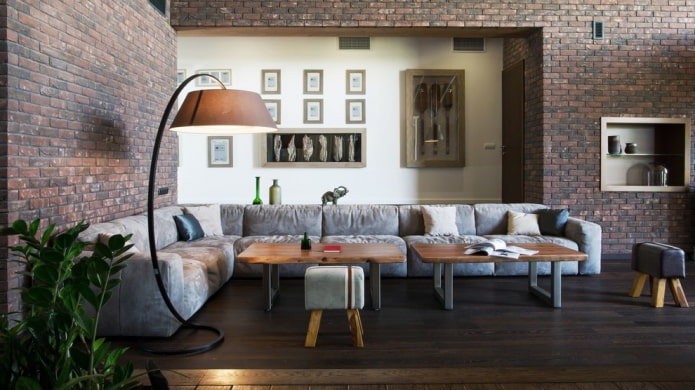 Luxuriöses graues Ecksofa