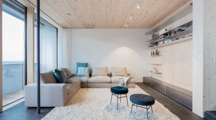 Geräumiges Wohnzimmer mit Ecksofa