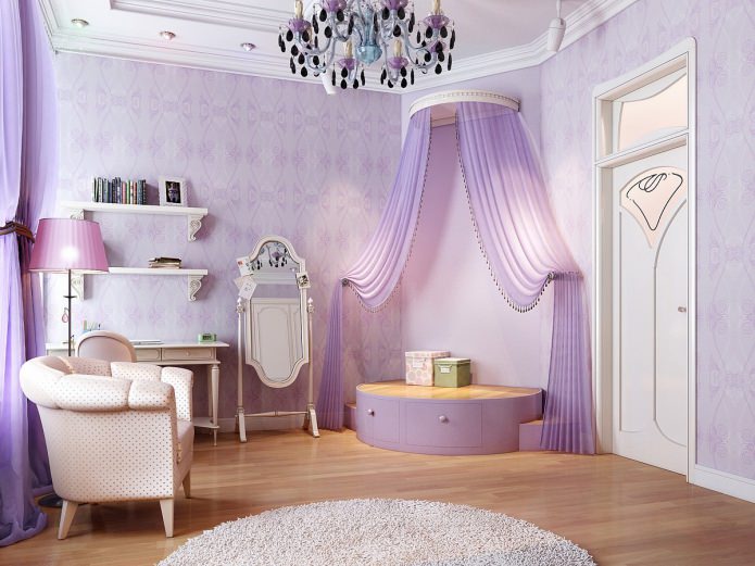 lila Kinderzimmer im klassischen Stil