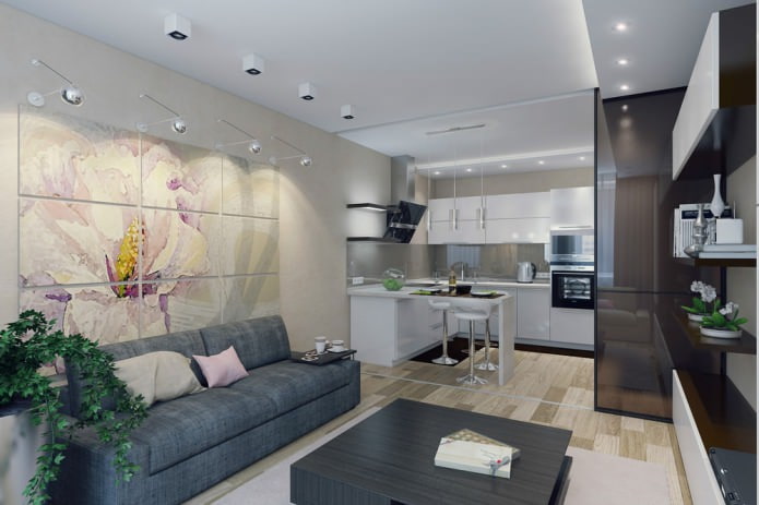 Interieur einer Wohnküche im modernen Stil