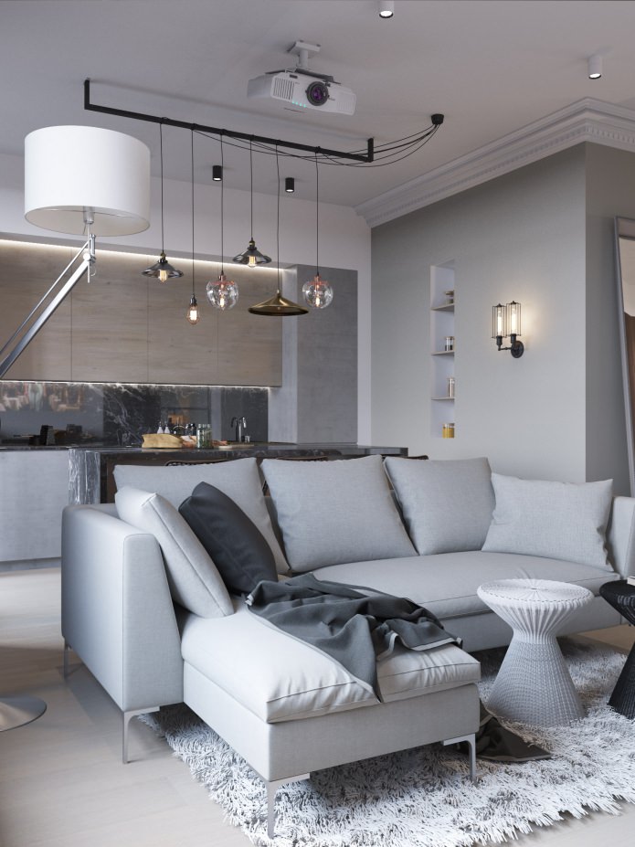 Wohnzimmer-Küchendesign