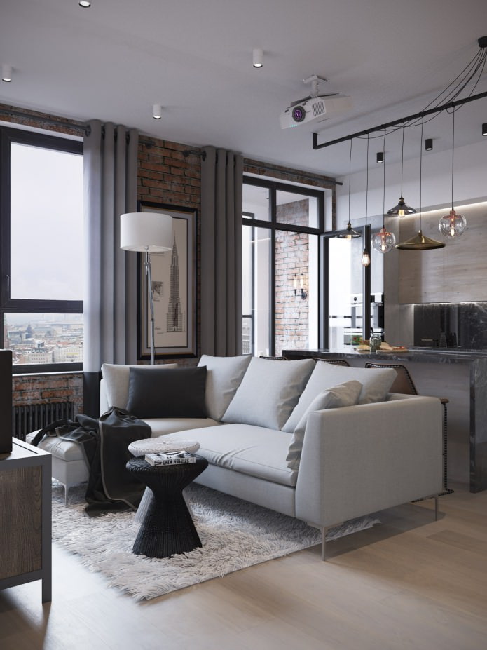 Wohnzimmer-Küchendesign