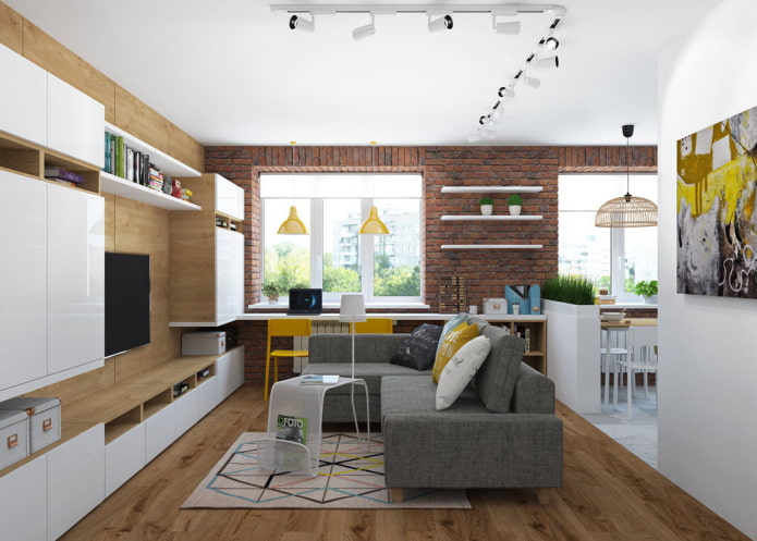 Wohnzimmergestaltung in einer Zweizimmerwohnung
