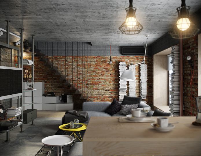 Zweistöckige Wohnung im Loft-Stil
