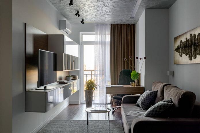 Arbeitsplatz im Wohnzimmer von 15 m² 