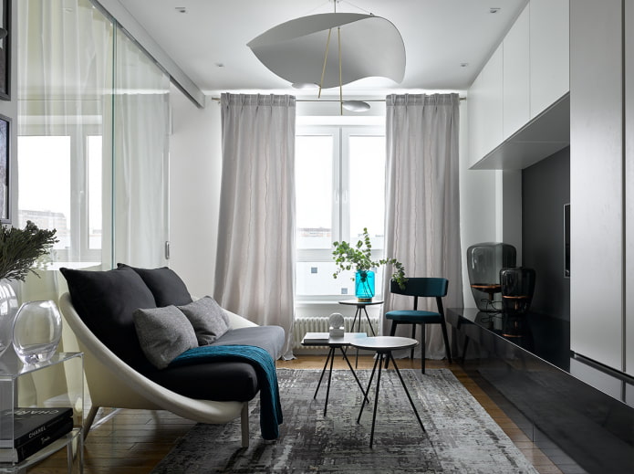 quadratisches Wohnzimmer von 16 m²