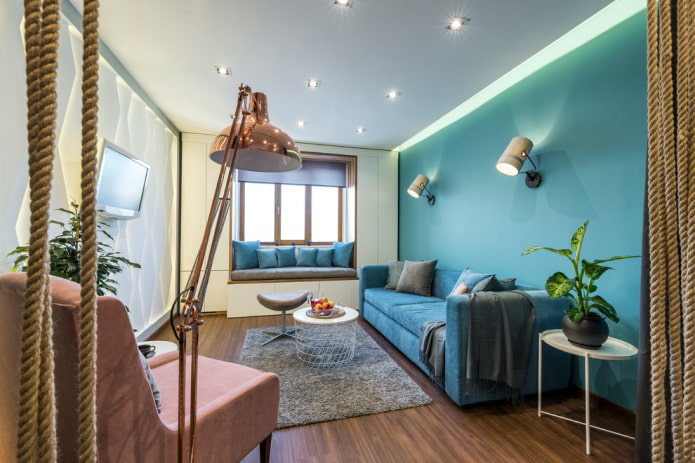 Beleuchtung in einem Wohnzimmer von 16 Quadratmetern