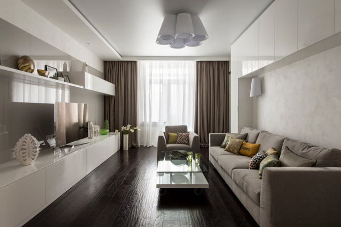 Wohnzimmer 18 Quadratmeter im modernen Stil