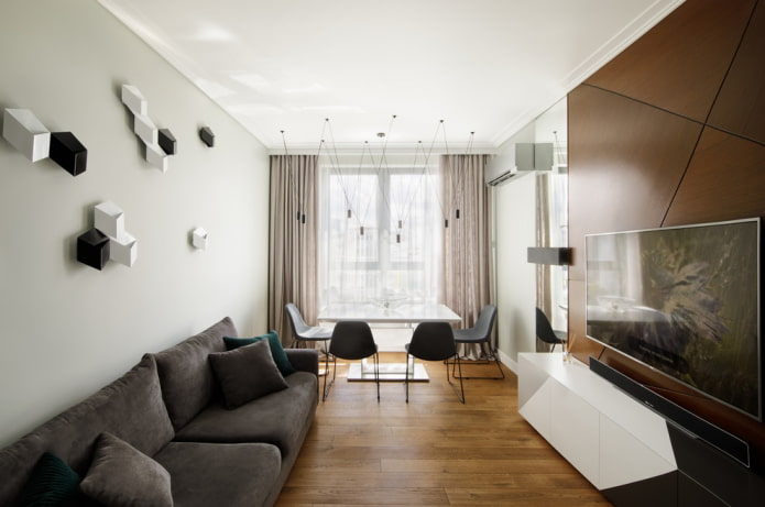 Wohnzimmer 18 Quadratmeter im modernen Stil