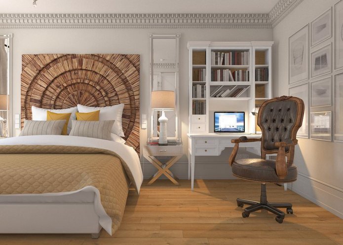 Schlafzimmer mit Arbeitsplatz
