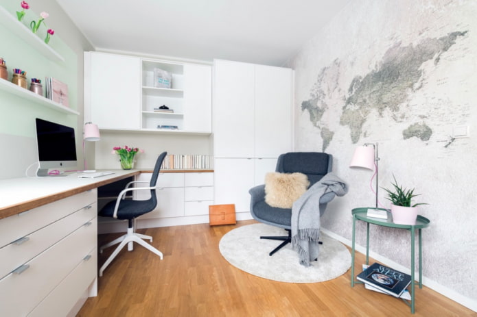 Arbeitszimmer-Interieur im skandinavischen Stil