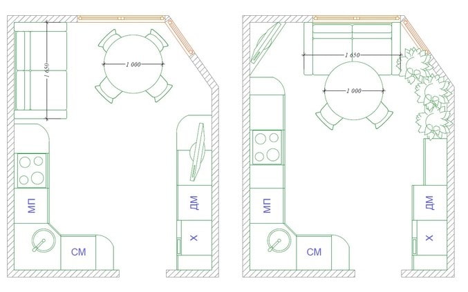 10 m² Küchenaufteilung