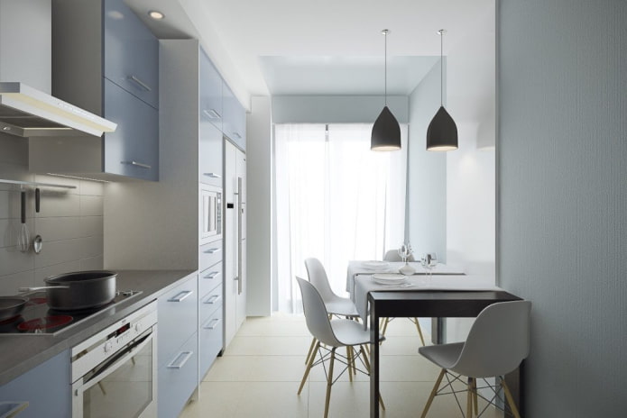 10 m² große Küche im minimalistischen Stil