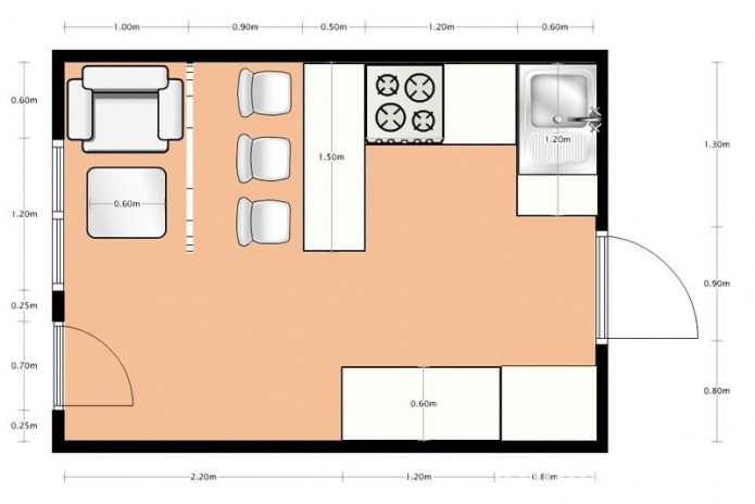 14-Meter-Küchenlayout