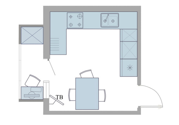 Küche mit Balkondiagramm