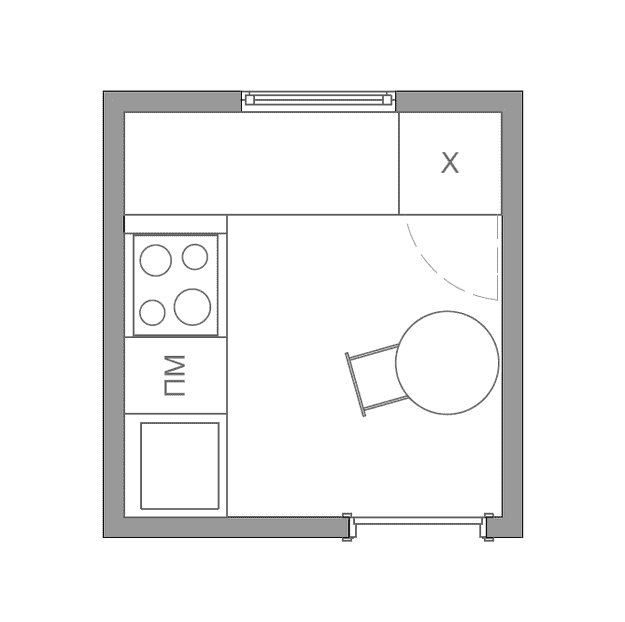 Küchenaufteilung von 5 m²