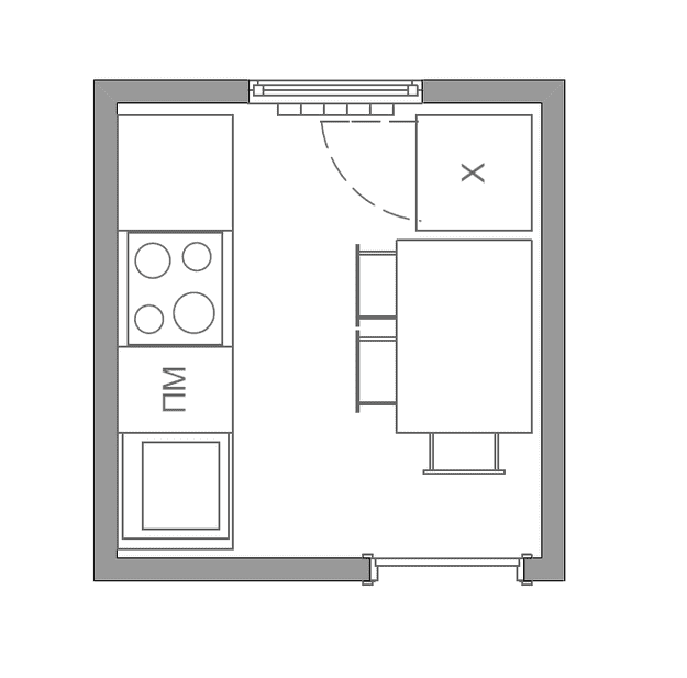 Küchenaufteilung von 5 m²