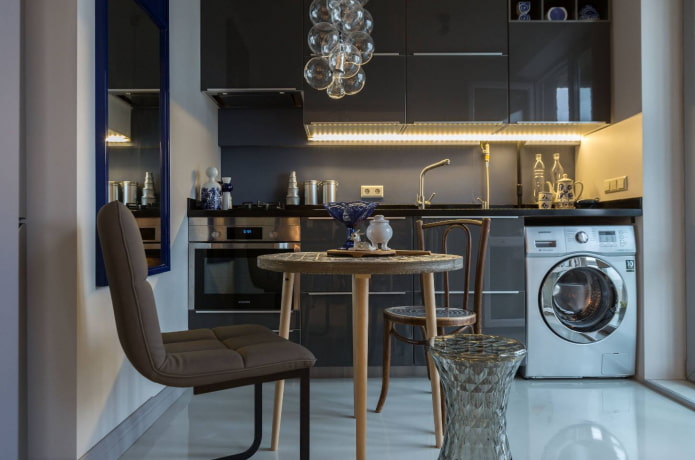 Waschmaschine in einer Küche von 8 m²