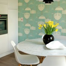 Küche Design mit grüner Tapete: 55 moderne Fotos im Innenraum-13