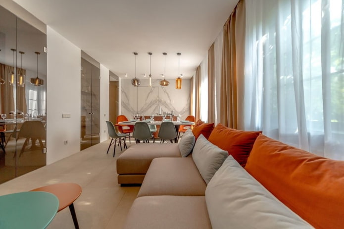 Wohnzimmer-Esszimmer-Innenarchitektur